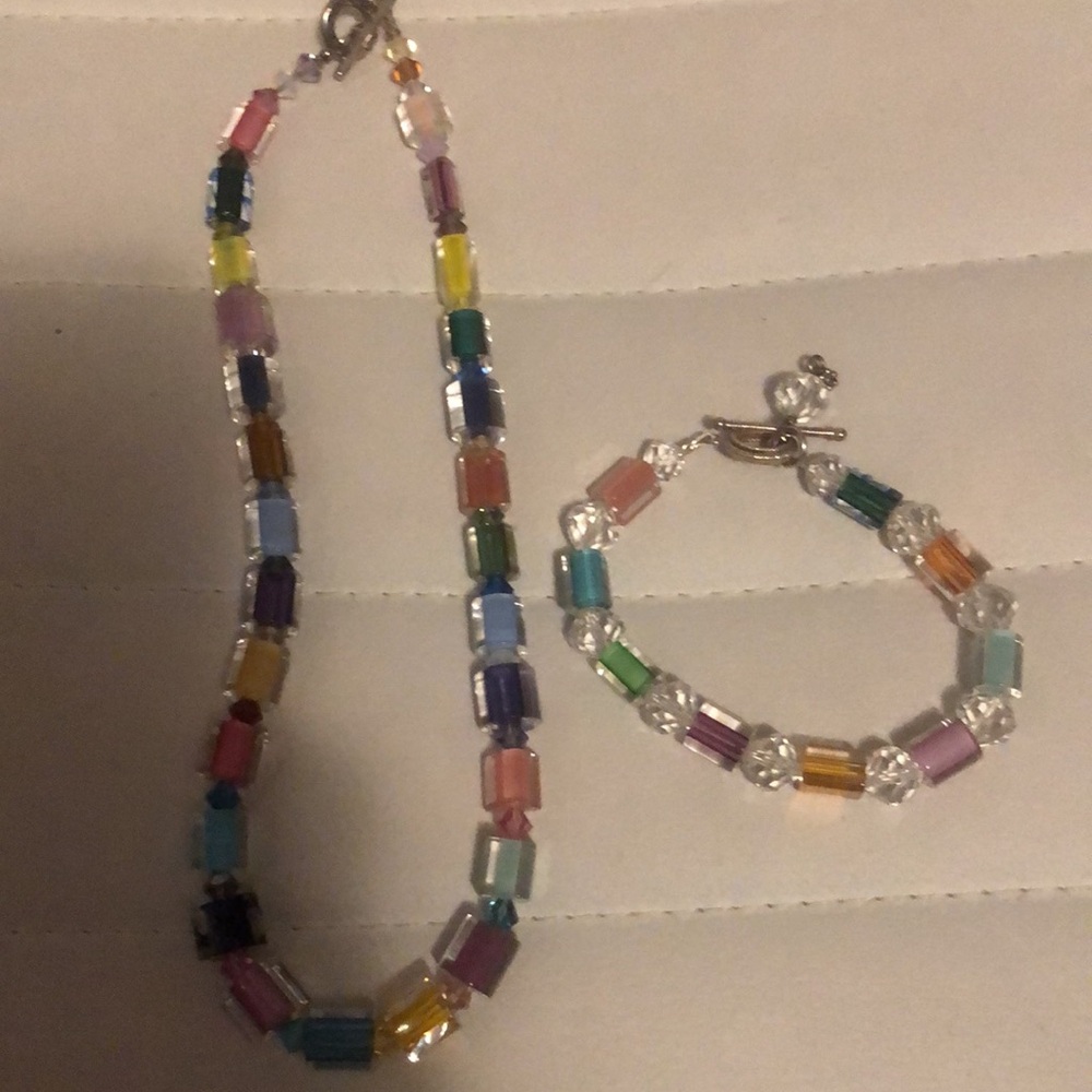 Beautiful colorful handcrafted beaded necklace and bracelet